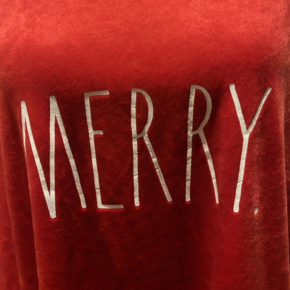 RAE DUNN NWT Holiday Red Velour “MERRY.” Cozy Sweatshirt Size XL - Picture 2 of 3